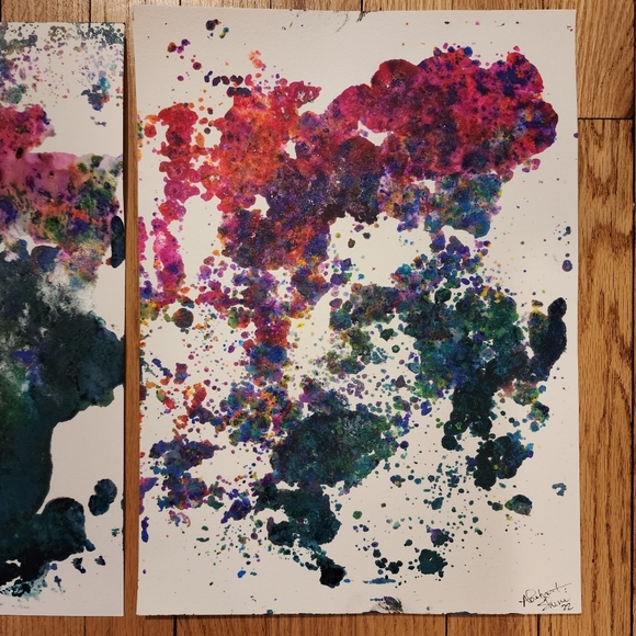 2 HANDCRAFTED Abstract Paintings HANDPAINTED Artwork HANDMADE Wall Art Decor - Picture 5 of 7